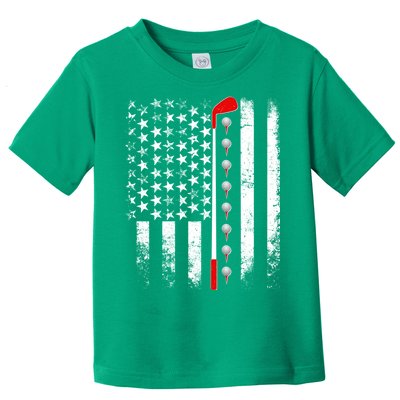 Vintage Golfing American Flag Golf Club Toddler T-Shirt