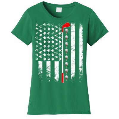 Vintage Golfing American Flag Golf Club Women's T-Shirt