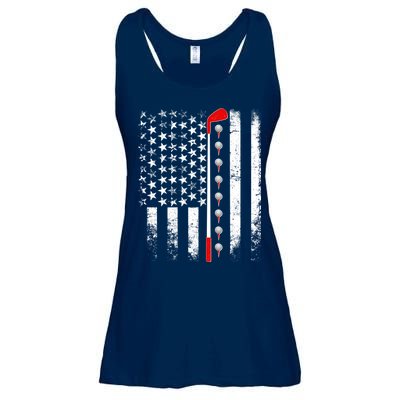 Vintage Golfing American Flag Golf Club Ladies Essential Flowy Tank