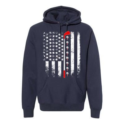 Vintage Golfing American Flag Golf Club Premium Hoodie