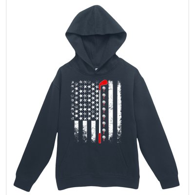 Vintage Golfing American Flag Golf Club Urban Pullover Hoodie