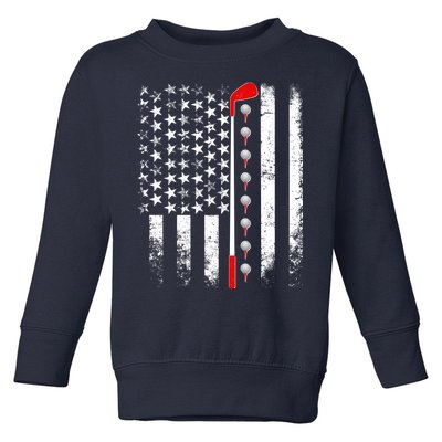 Vintage Golfing American Flag Golf Club Toddler Sweatshirt