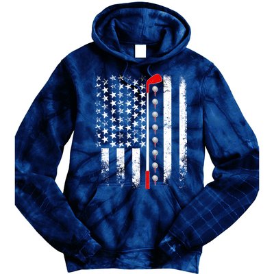 Vintage Golfing American Flag Golf Club Tie Dye Hoodie