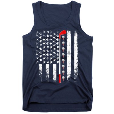 Vintage Golfing American Flag Golf Club Tank Top