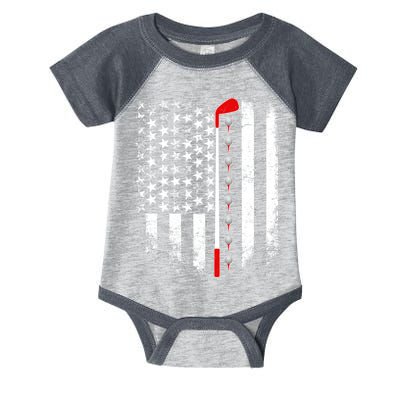 Vintage Golfing American Flag Golf Club Infant Baby Jersey Bodysuit