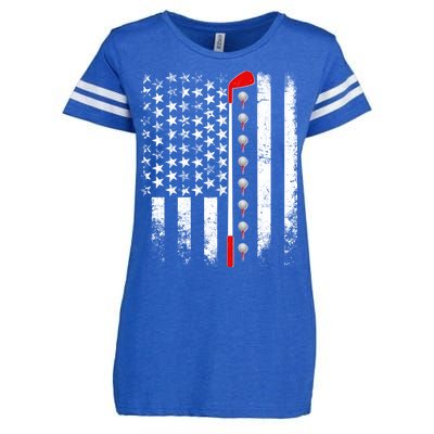 Vintage Golfing American Flag Golf Club Enza Ladies Jersey Football T-Shirt