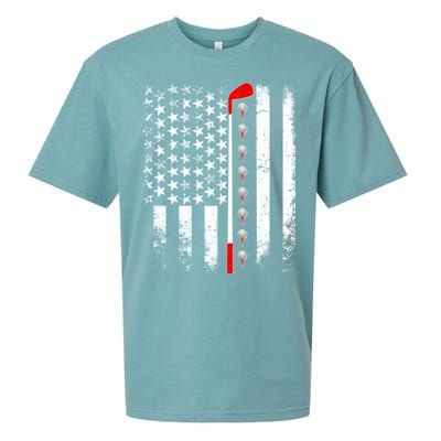 Vintage Golfing American Flag Golf Club Sueded Cloud Jersey T-Shirt