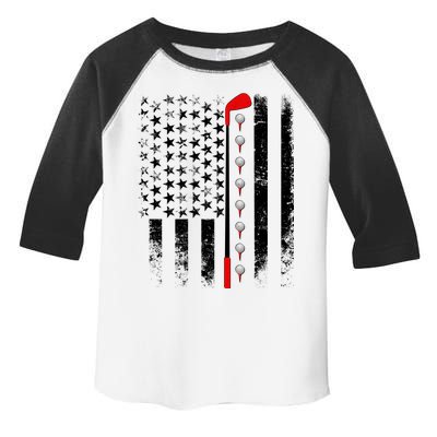 Vintage Golfing American Flag Golf Club Toddler Fine Jersey T-Shirt