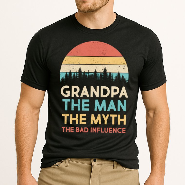 Vintage Grandpa Man Myth The Bad Influence Performance Shirt
