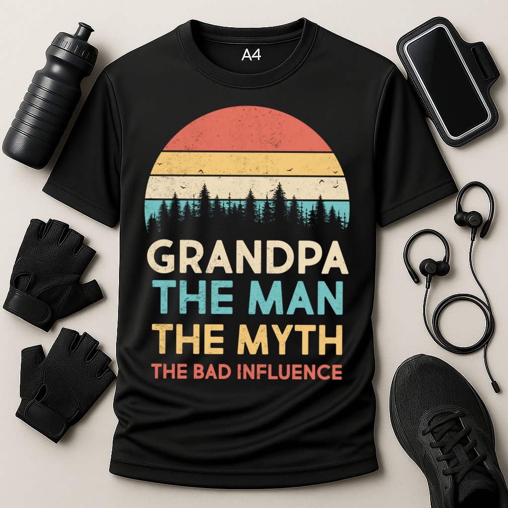 Vintage Grandpa Man Myth The Bad Influence Performance Shirt