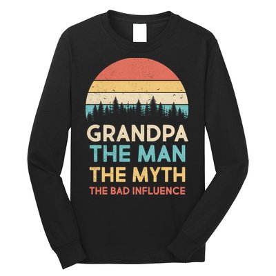 Vintage Grandpa Man Myth The Bad Influence Long Sleeve Shirt