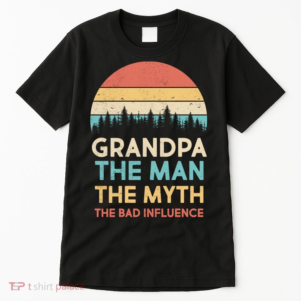 Vintage Grandpa Man Myth The Bad Influence Tall T-Shirt