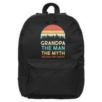 Vintage Grandpa Man Myth The Bad Influence 16 in Basic Backpack