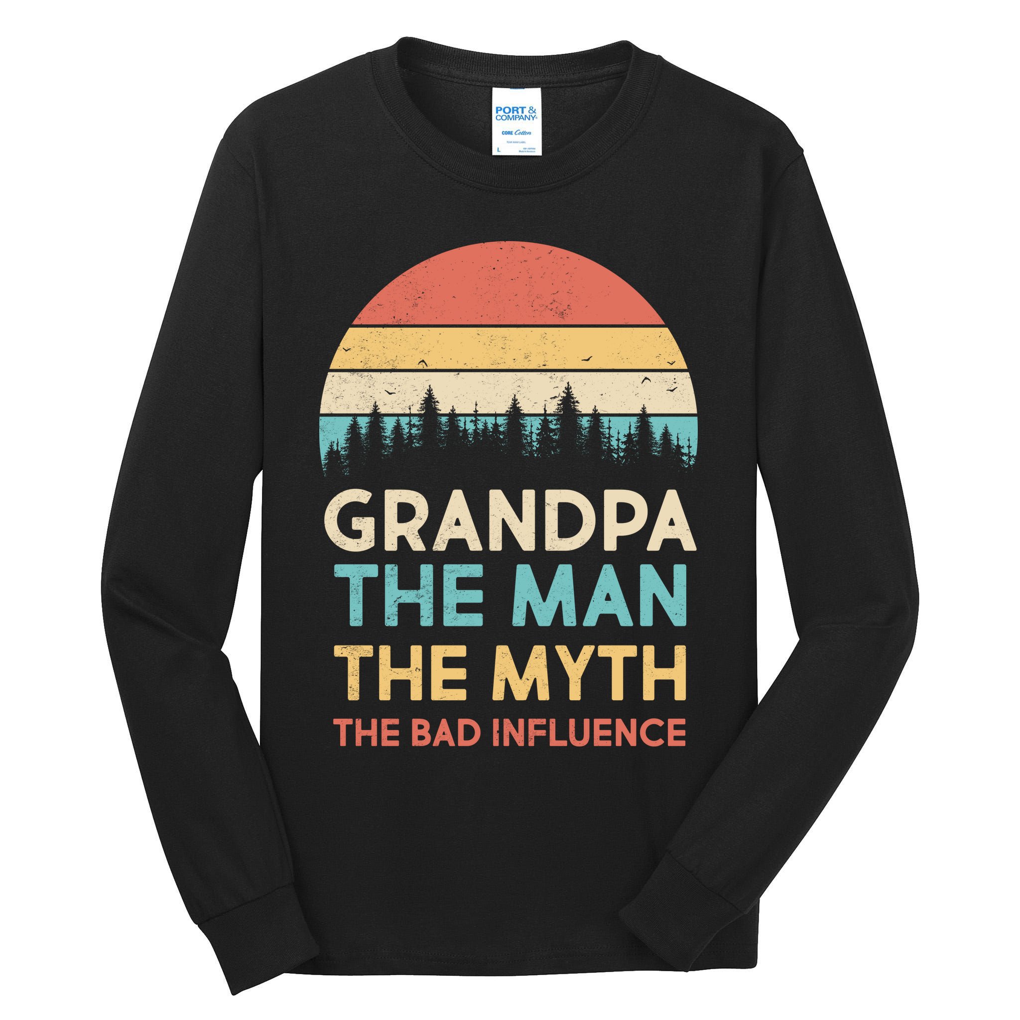Vintage Grandpa Man Myth The Bad Influence Tall Long Sleeve T-Shirt