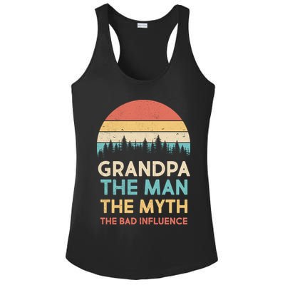 Vintage Grandpa Man Myth The Bad Influence Ladies PosiCharge Competitor Racerback Tank