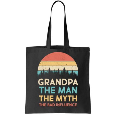 Vintage Grandpa Man Myth The Bad Influence Tote Bag