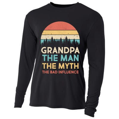 Vintage Grandpa Man Myth The Bad Influence Cooling Performance Long Sleeve Crew