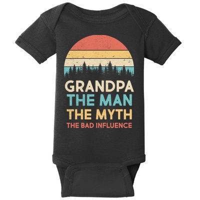 Vintage Grandpa Man Myth The Bad Influence Baby Bodysuit