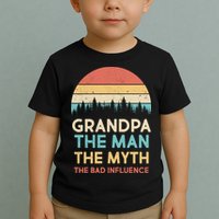Vintage Grandpa Man Myth The Bad Influence Toddler T-Shirt