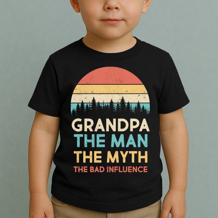 Vintage Grandpa Man Myth The Bad Influence Toddler T-Shirt