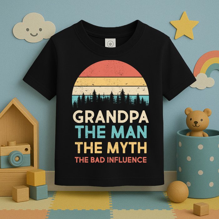 Vintage Grandpa Man Myth The Bad Influence Toddler T-Shirt