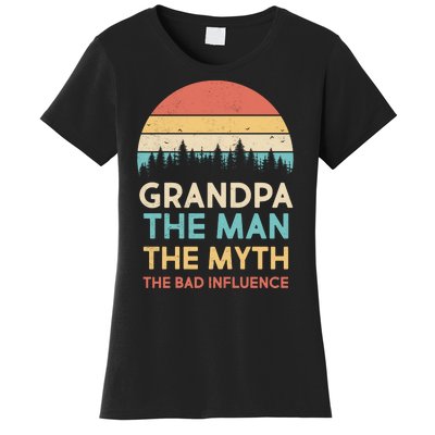 Vintage Grandpa Man Myth The Bad Influence Women's T-Shirt