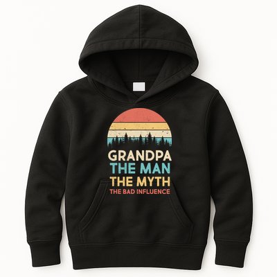 Vintage Grandpa Man Myth The Bad Influence Kids Hoodie
