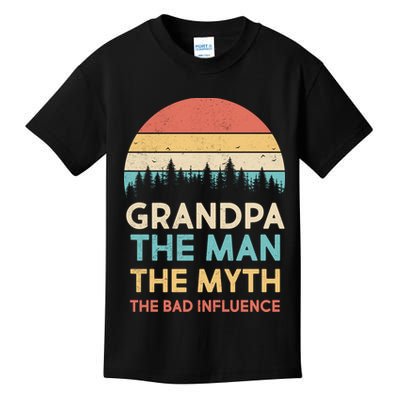 Vintage Grandpa Man Myth The Bad Influence Kids T-Shirt
