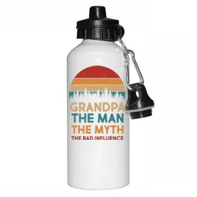 Vintage Grandpa Man Myth The Bad Influence Aluminum Water Bottle 