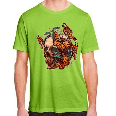 Vintage Graphic Skull Snakes And Butterflies  Adult ChromaSoft Performance T-Shirt