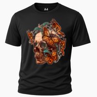 Vintage Graphic Skull Snakes And Butterflies  Performance Shirt