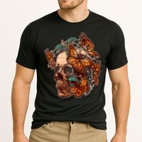 Vintage Graphic Skull Snakes And Butterflies  Performance Shirt