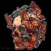Vintage Graphic Skull Snakes And Butterflies  Sweatshirt