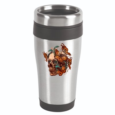 Vintage Graphic Skull Snakes And Butterflies  16oz Travel Tumbler