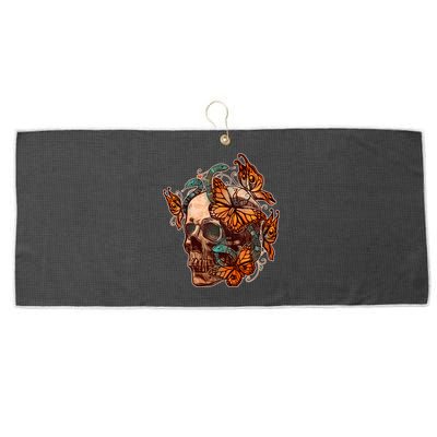 Vintage Graphic Skull Snakes And Butterflies  Large Microfiber Waffle Golf Towel