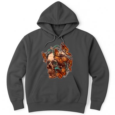 Vintage Graphic Skull Snakes And Butterflies  Hoodie