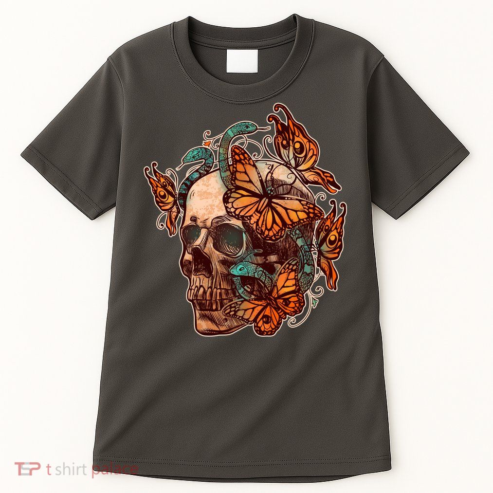 Vintage Graphic Skull Snakes And Butterflies  Tall T-Shirt