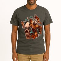 Vintage Graphic Skull Snakes And Butterflies  Tall T-Shirt