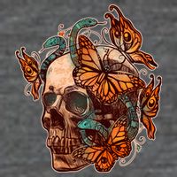 Vintage Graphic Skull Snakes And Butterflies  Tall T-Shirt