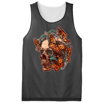 Vintage Graphic Skull Snakes And Butterflies  Mesh Reversible Basketball Jersey Tank