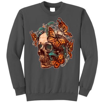 Vintage Graphic Skull Snakes And Butterflies  Tall Sweatshirt