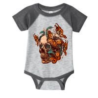 Vintage Graphic Skull Snakes And Butterflies  Infant Baby Jersey Bodysuit