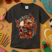 Vintage Graphic Skull Snakes And Butterflies  Kids T-Shirt