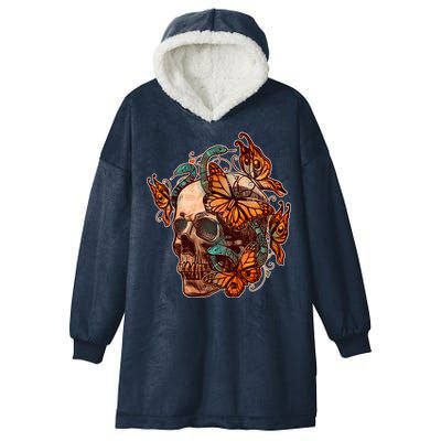 Vintage Graphic Skull Snakes And Butterflies  Hooded Wearable Blanket