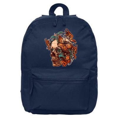 Vintage Graphic Skull Snakes And Butterflies  16 in Basic Backpack