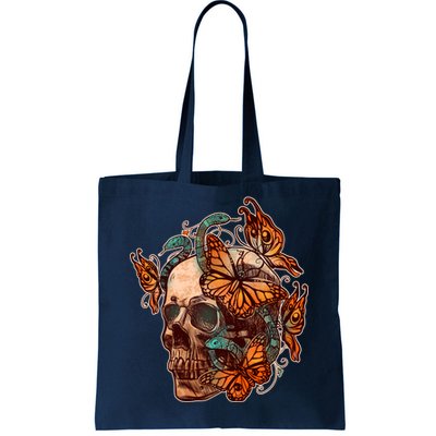 Vintage Graphic Skull Snakes And Butterflies  Tote Bag