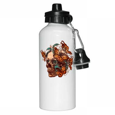 Vintage Graphic Skull Snakes And Butterflies  Aluminum Water Bottle