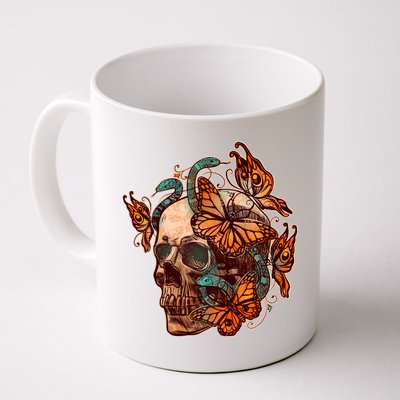 Vintage Graphic Skull Snakes And Butterflies  Coffee Mug