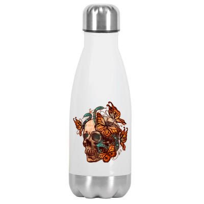 Vintage Graphic Skull Snakes And Butterflies  Stainless Steel Insulated Water Bottle