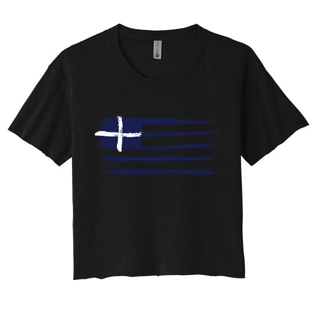 Vintage Greece Flag Crop Top